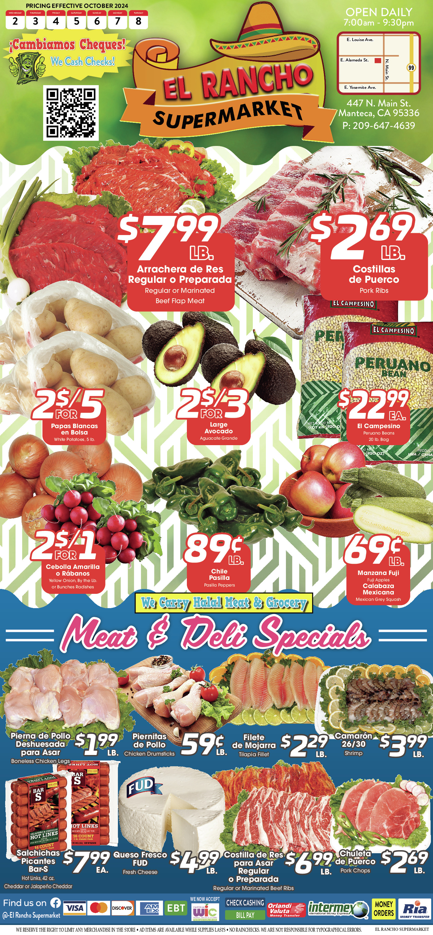 El rancho supermarket Weekly AD 1 Page. valid thruogh 10/02/2024 - 10/08/2024