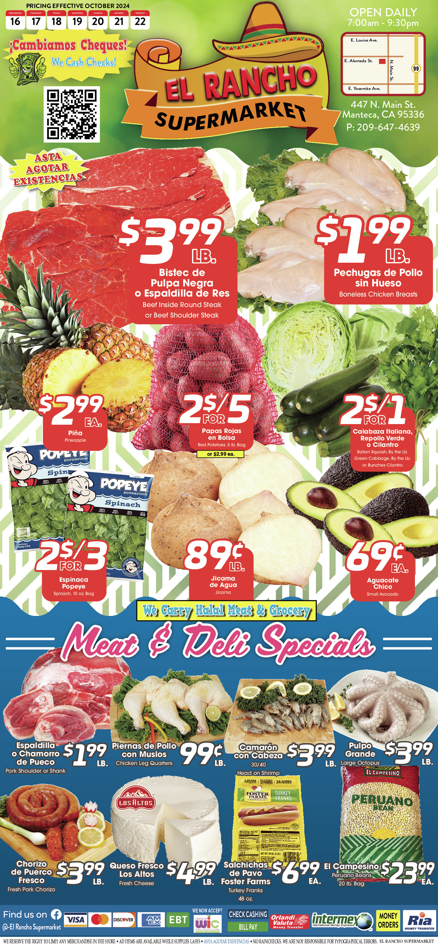 El rancho supermarket Weekly AD 1 Page. valid thruogh 10/16/2024 - 10/22/2024