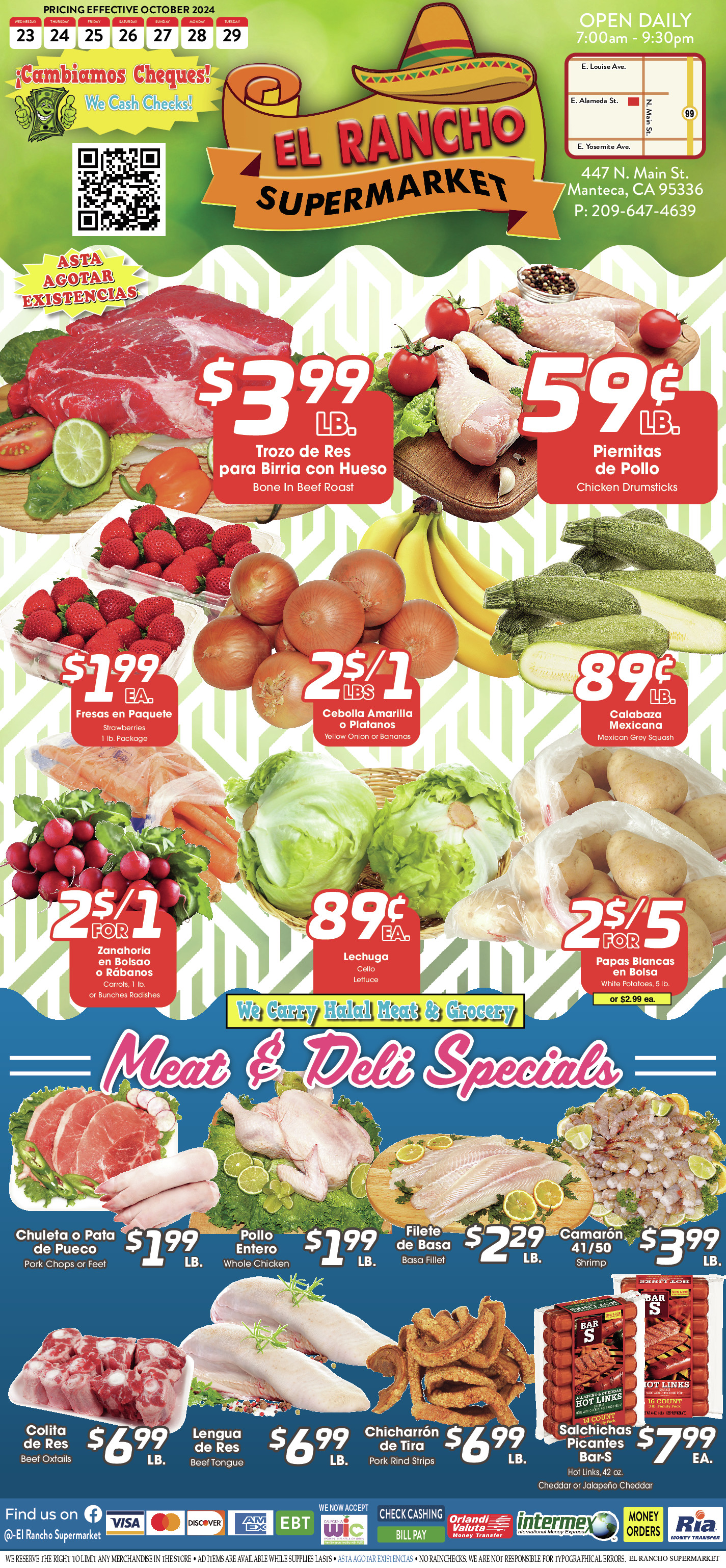 El rancho supermarket Weekly AD 1 Page. valid thruogh 10/23/2024 - 10/29/2024