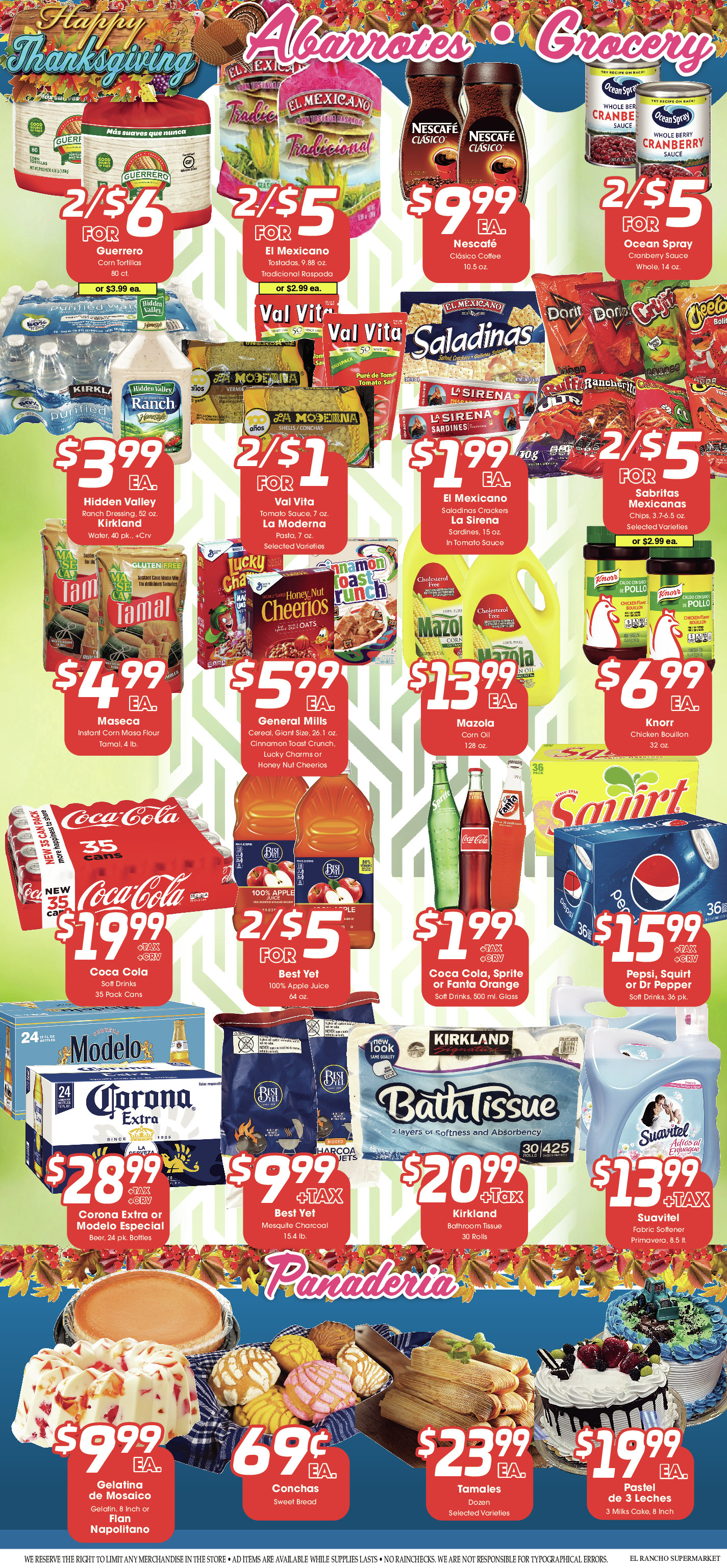 El rancho supermarket Weekly AD 2 Page. valid thruogh 11/20/2024 - 12/03/2024